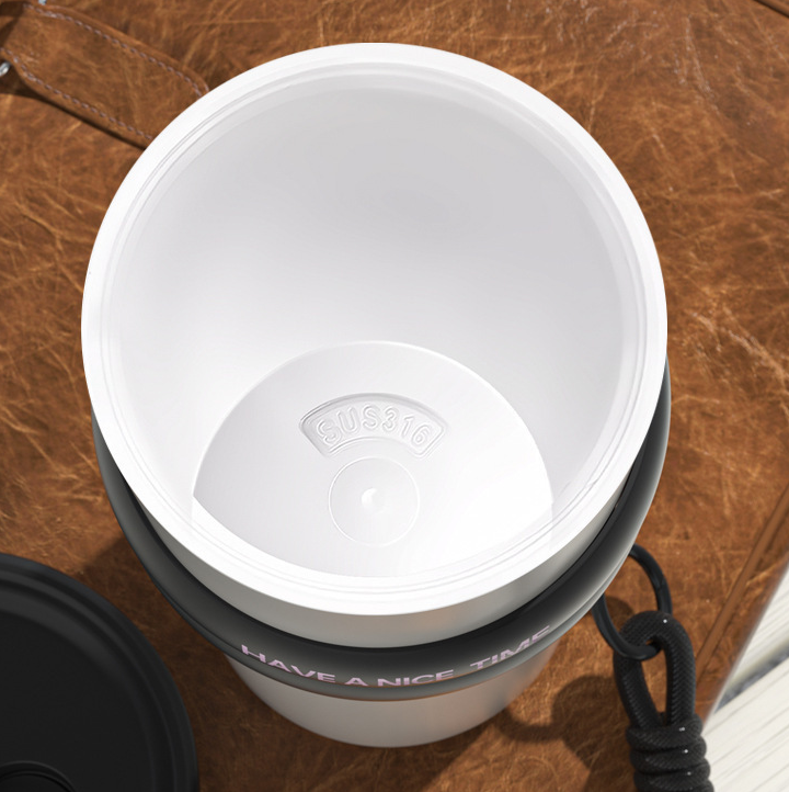 car cup large capacity straw coffee cup 316 stainless steel ceramic liner thermos cup car ice bully cup