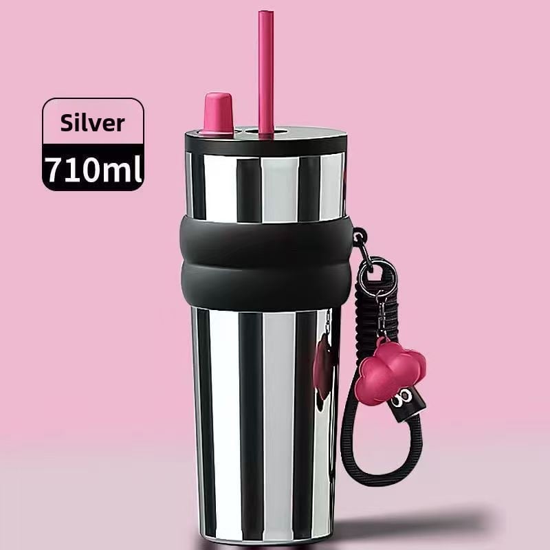 car cup large capacity straw coffee cup 316 stainless steel ceramic liner thermos cup car ice bully cup