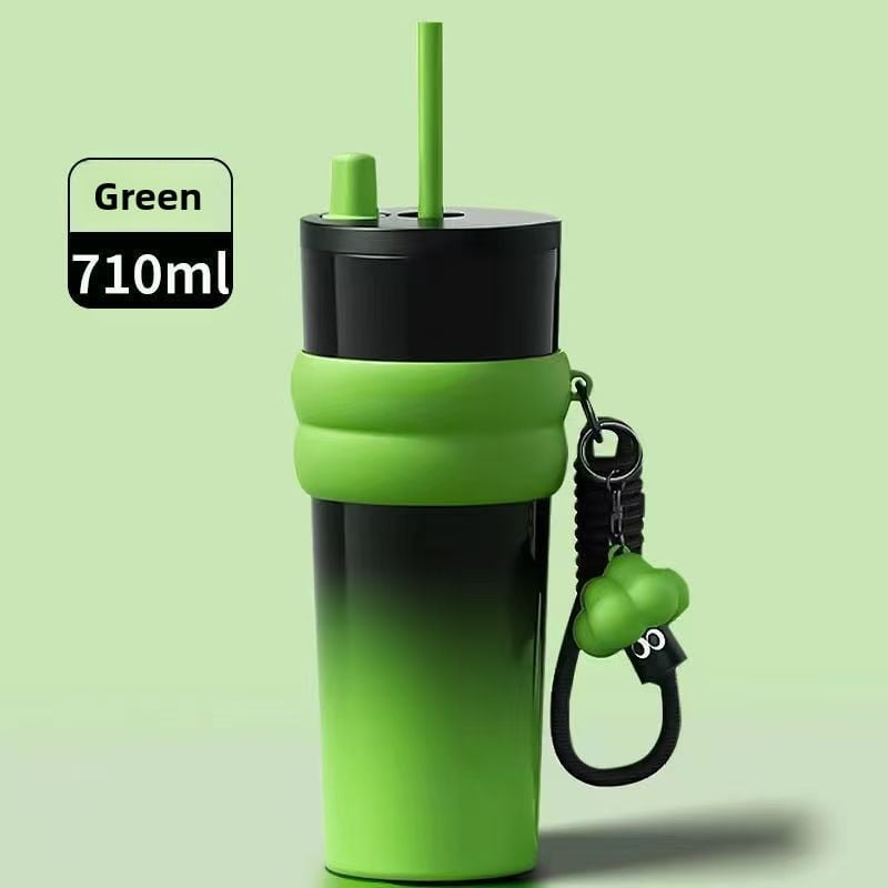 car cup large capacity straw coffee cup 316 stainless steel ceramic liner thermos cup car ice bully cup